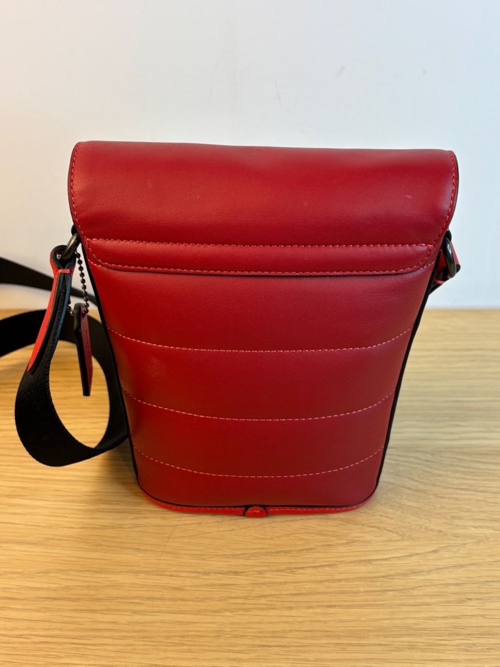 Coach Red/Black Track Small Flap Crossbody with Quilting Unisex Like New! - Picture 9 of 15